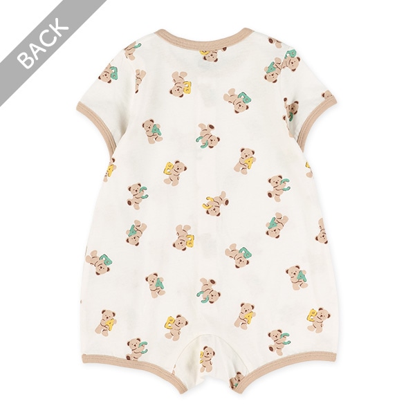 くま総柄半袖カバーオール