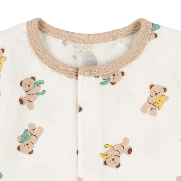 くま総柄半袖カバーオール