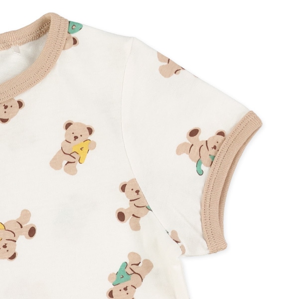 くま総柄半袖カバーオール