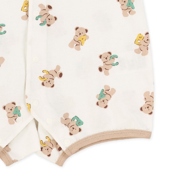 くま総柄半袖カバーオール