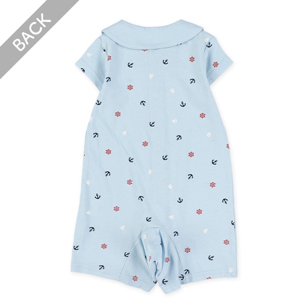 マリン総柄半袖カバーオール