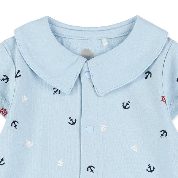 マリン総柄半袖カバーオール