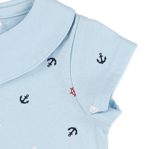 マリン総柄半袖カバーオール