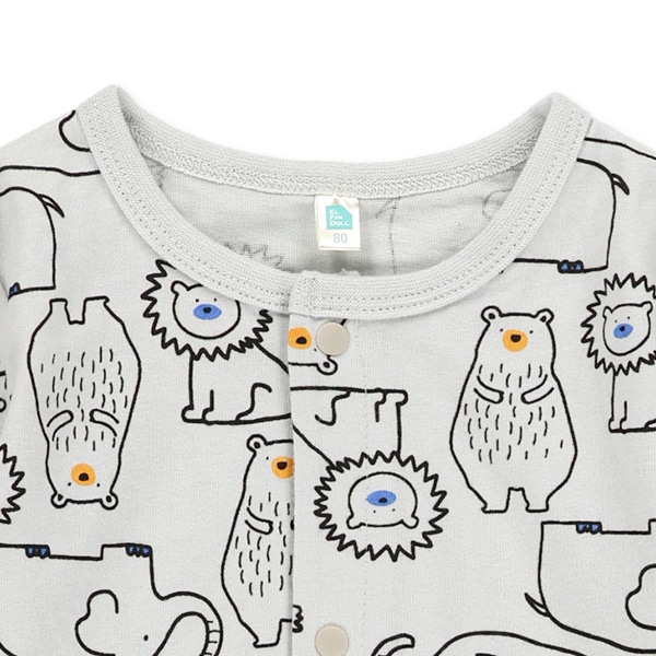 手描きアニマル総柄半袖カバーオール