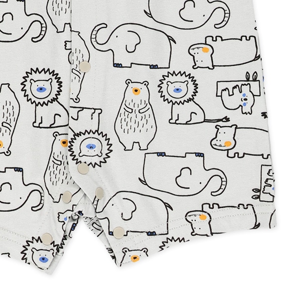 手描きアニマル総柄半袖カバーオール