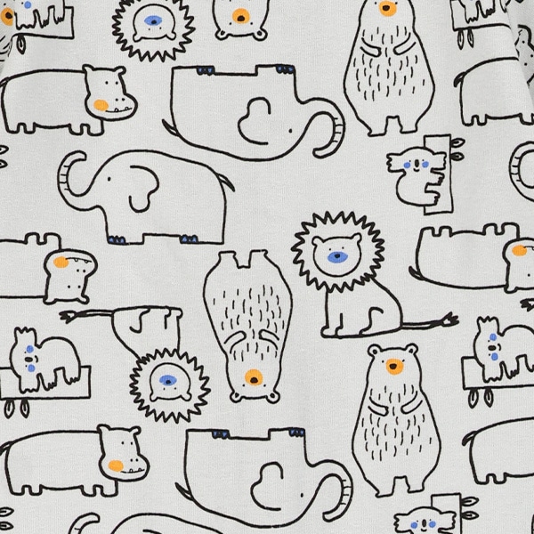 手描きアニマル総柄半袖カバーオール