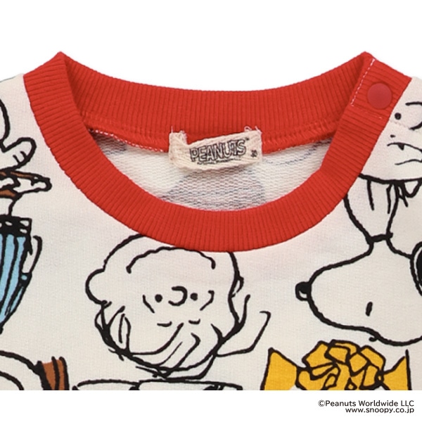 ミニ裏毛総柄長袖カバーオール（スヌーピー）