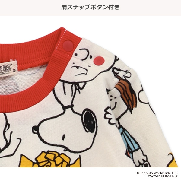 ミニ裏毛総柄長袖カバーオール（スヌーピー）