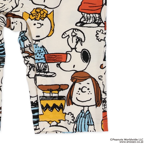 ミニ裏毛総柄長袖カバーオール（スヌーピー）