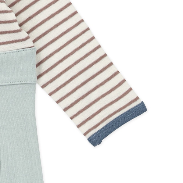 裏毛ボーダー切り替え長袖カバーオール