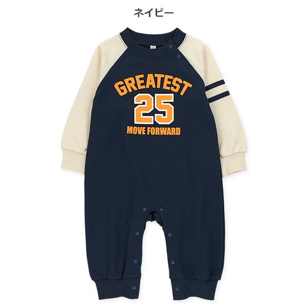 ミニ裏毛スタジャン風長袖カバーオール