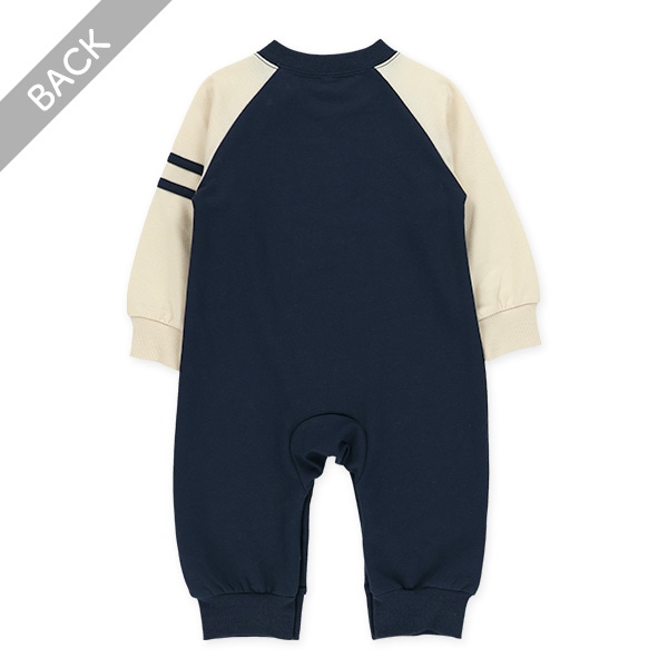 ミニ裏毛スタジャン風長袖カバーオール