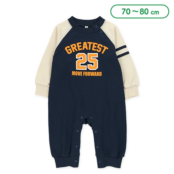 ミニ裏毛スタジャン風長袖カバーオール