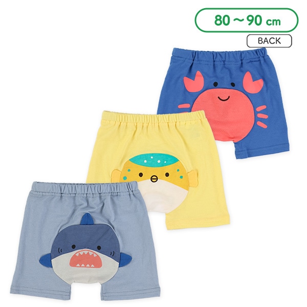 1分丈おしりマチ付きフィットパンツ（カニ・フグ・サメ）