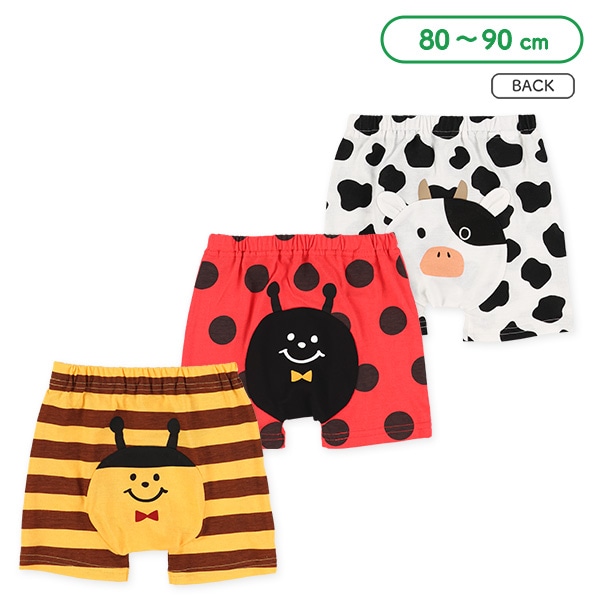 1分丈おしりマチ付きフィットパンツ（うし・てんとう虫・みつばち）