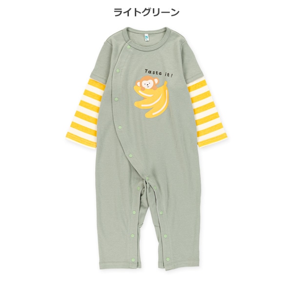 スムース袖レイヤード風長袖カバーオール