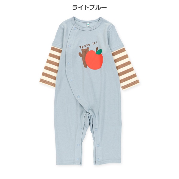 スムース袖レイヤード風長袖カバーオール