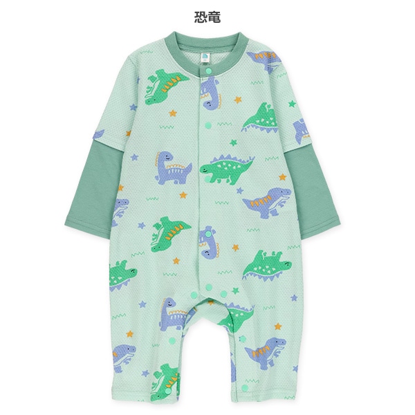 ハチス天竺アニマル総柄長袖カバーオール