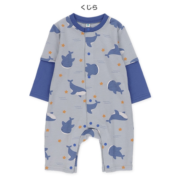 ハチス天竺アニマル総柄長袖カバーオール