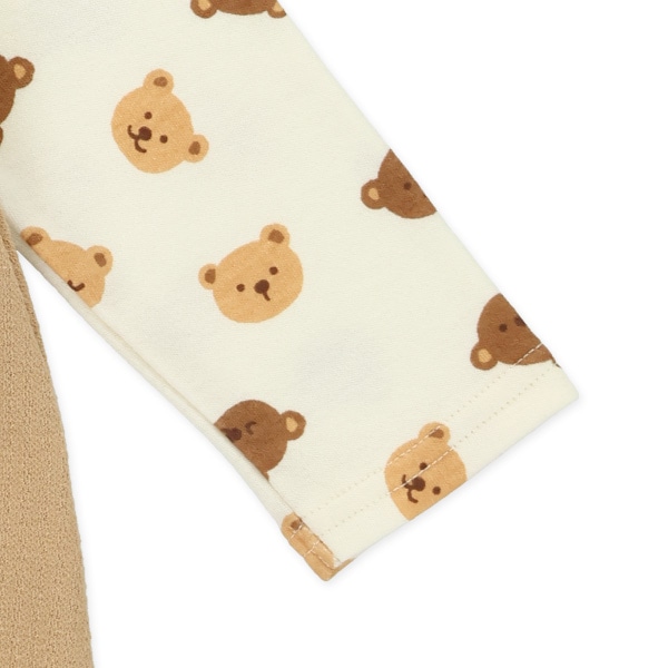 スムースくまレイヤード風長袖カバーオール