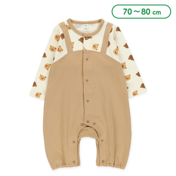 スムースくまレイヤード風長袖カバーオール