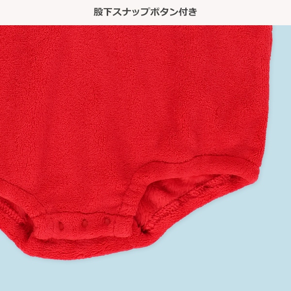帽子付きフリース着ぐるみだるまロンパース（サンタクロース）
