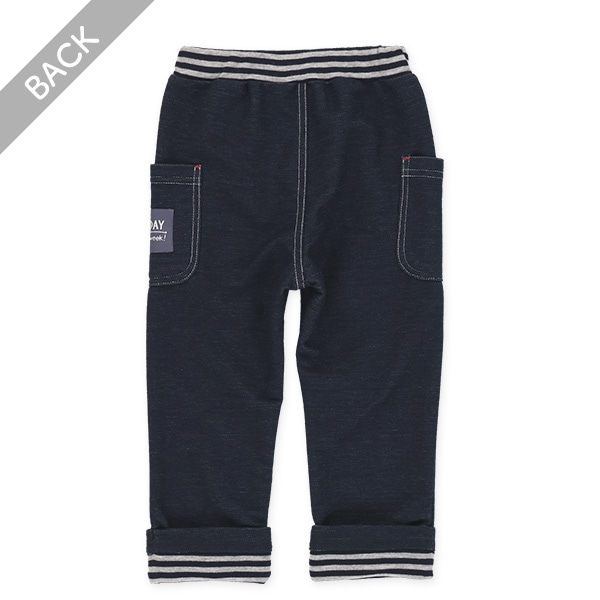 ニットデニムダブルボーダーロングパンツ