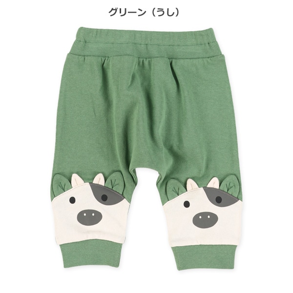 裏毛どうぶつ切り替えパンツ