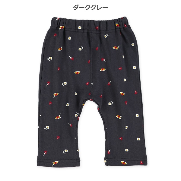 7分丈裏毛食べ物総柄パンツ