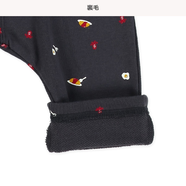 7分丈裏毛食べ物総柄パンツ