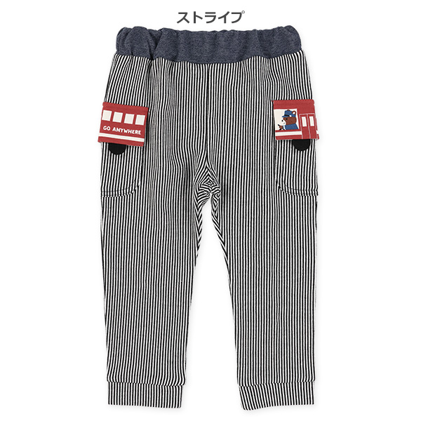 電車モチーフフラップ付きポケットロングパンツ
