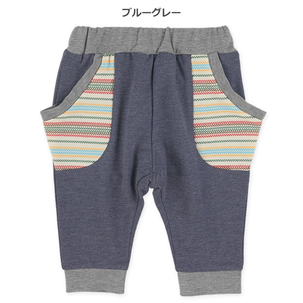 7分丈ミニ裏毛マルチボーダーポケットパンツ