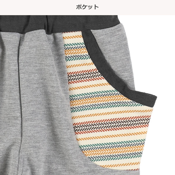 7分丈ミニ裏毛マルチボーダーポケットパンツ