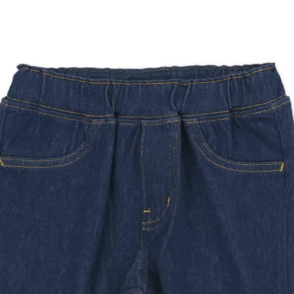 ニットデニム裾リブ付きパンツ