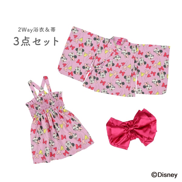 2Way浴衣サンドレス 3点セット（ミニーマウス）