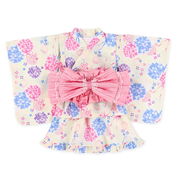 2Way浴衣 サンドレスタイプ 3点セット（紫陽花）
