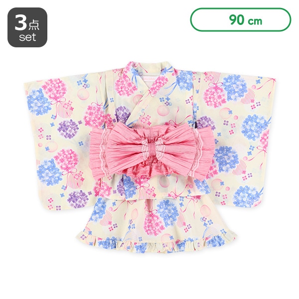 2Way浴衣 サンドレスタイプ 3点セット（紫陽花）