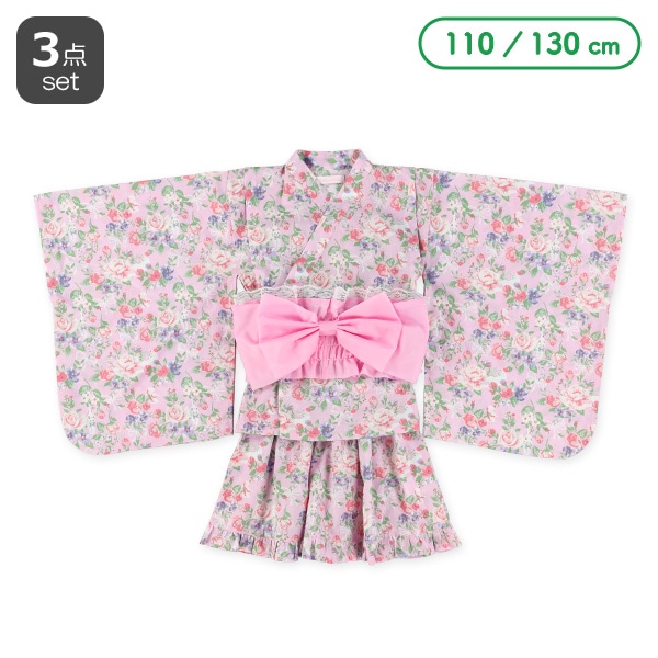 2Way浴衣サンドレス 3点セット（ねことバラ）