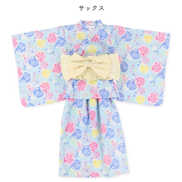 2Way浴衣 サンドレスタイプ 3点セット（紫陽花）