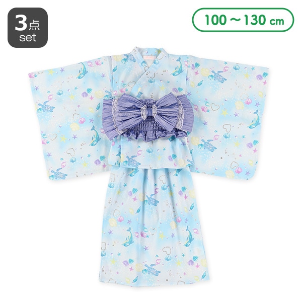 2Way浴衣 サンドレスタイプ 3点セット（イルカ・貝）