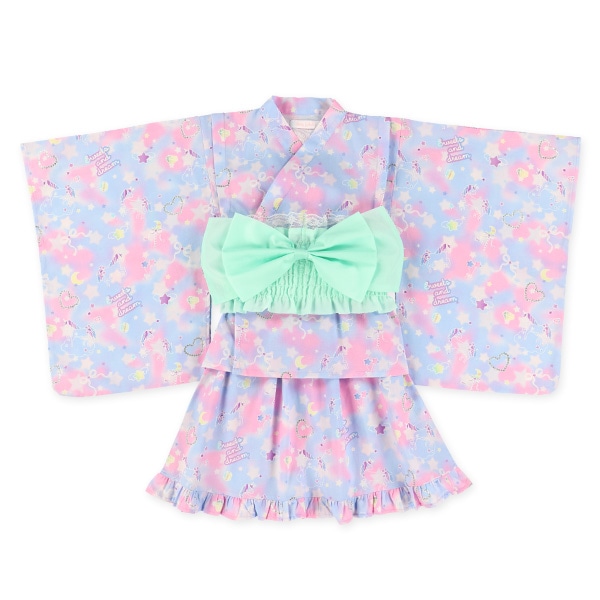2Way浴衣 サンドレスタイプ 3点セット（オーロラ・ユニコーン）