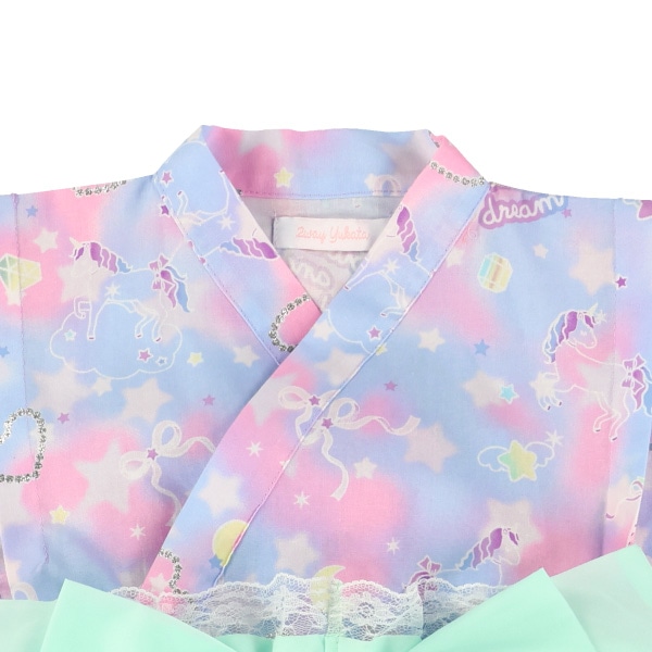 2Way浴衣 サンドレスタイプ 3点セット（オーロラ・ユニコーン）