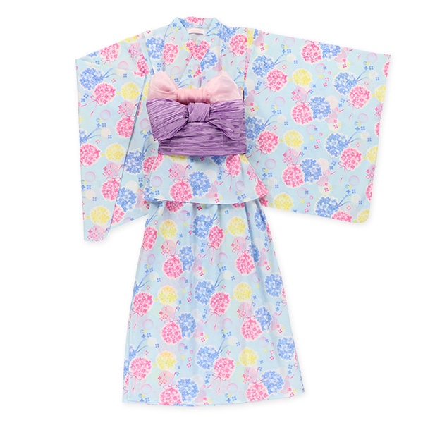 2Way浴衣 サンドレスタイプ 4点セット（紫陽花）