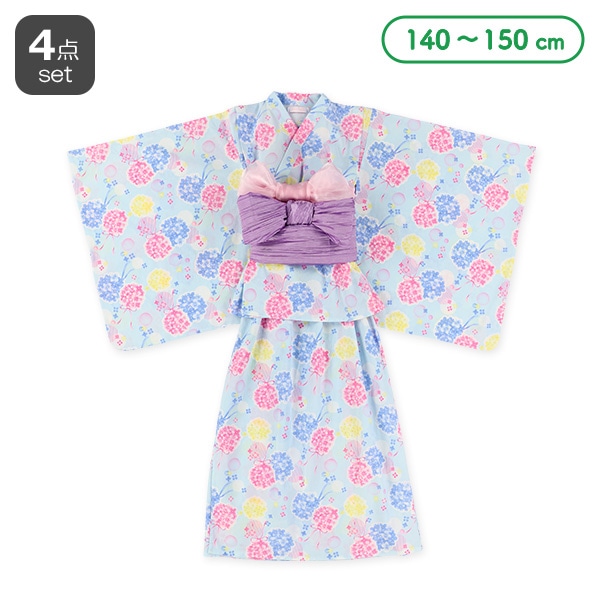 2Way浴衣 サンドレスタイプ 4点セット（紫陽花）