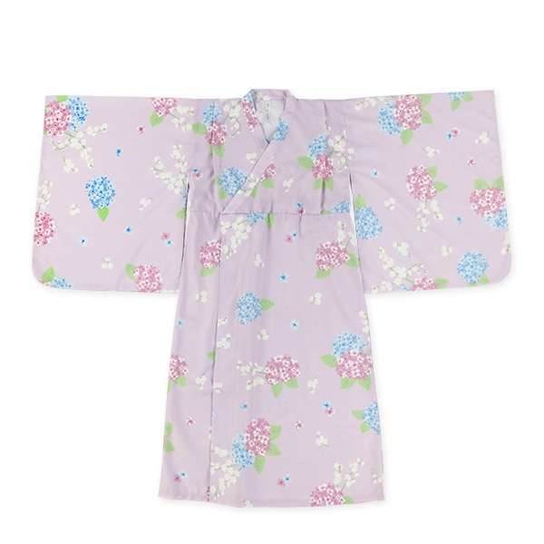 らくらくワンピース型浴衣ドレス 2点セット（紫陽花）