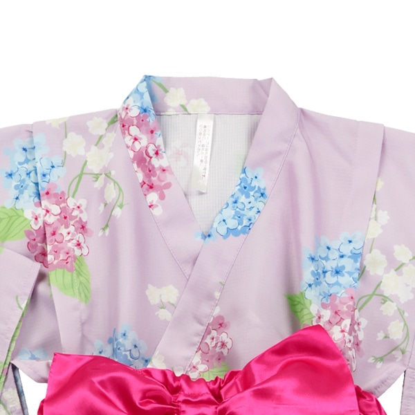 らくらくワンピース型浴衣ドレス 2点セット（紫陽花）