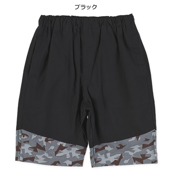 4分丈裾幾何学模様ハーフパンツ