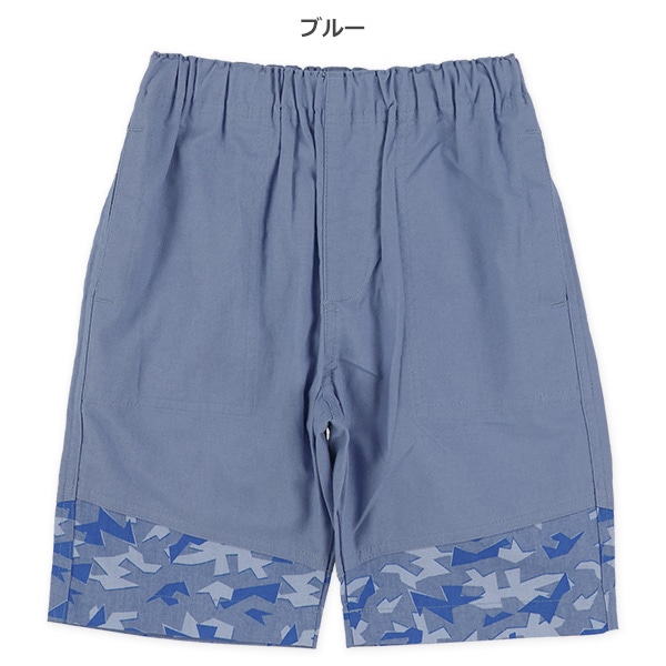 4分丈裾幾何学模様ハーフパンツ