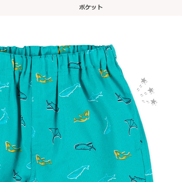 サメ総柄プリントハーフパンツ