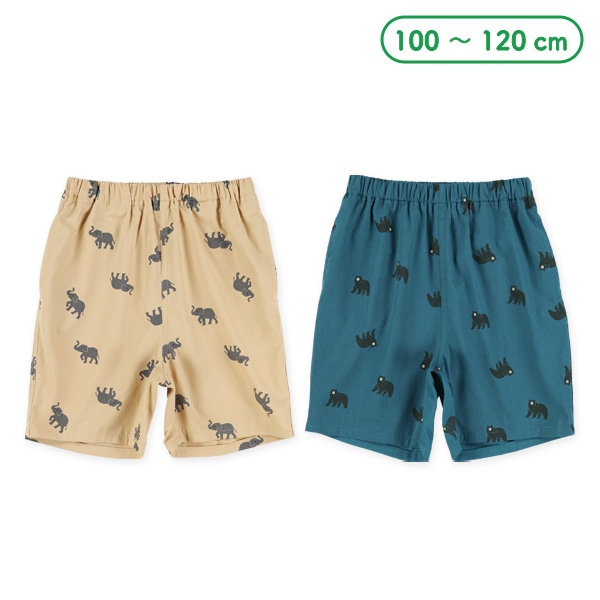 ツイルぞう・くまプリントハーフパンツ